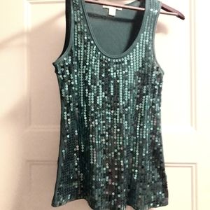 Majora Dark Teal Sequin Tanktop
